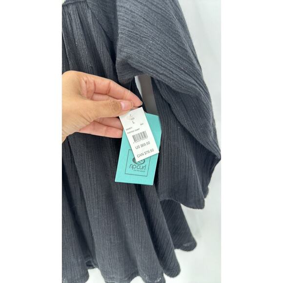 Rip Curl Fantasy Cardigan black gauze material embroidered open front size L - Picture 6 of 9